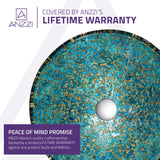 Chrona Series 17 in. Round Bathroom Vessel Sink with Stain-Resistant Non-Porous Surface in Gold/Cyan Mix Finish Glass