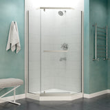 Castle Series 49 in. x 72 in. H Hinged Semi-Frameless Shower Door with Tsunami Guard Tempered Glass