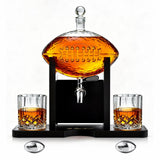 Football Decanter with 2 Whiskey & Wine Glasses & Chillers