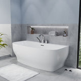 Bank Series 65 in. x 31 in. Flat Bottom Acrylic Freestanding Soaking Bathtub with Center Drain in Glossy White