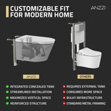 Smart Wall-Hung Elongated Bidet Toilet in White with Auto Lid, Heated Seat, Air Dry, Remot Control, and Night Light