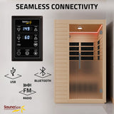 2-Person Infrared Cabin Sauna with Canadian Hemlock Wood, Low EMF Heating Panels, Chromotherapy and Glass Door