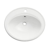 Luna Series 19 in. Ceramic Drop-in Oval Bathroom Sink Basin in White