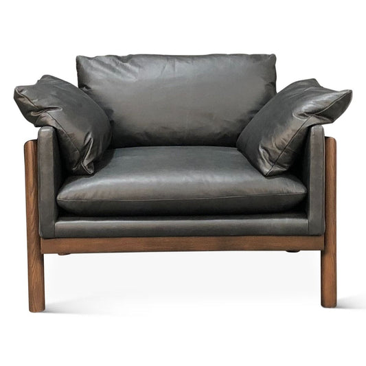 Maison Norah Accent Chair in Charme Black Leather