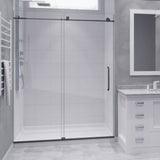 Madam Series 56 to 60 in. x 76 in. Frameless Sliding Shower Door with Clear or Tinted Tempered Glass and Tsunami Guard