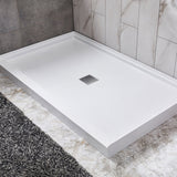 Alexander 60 in. L x 32 in. W Alcove Shower Pan Base with Center Drain in Glossy White Marine Acrylic