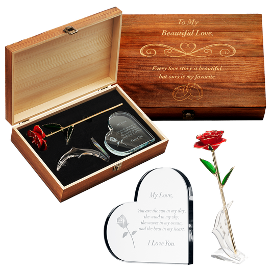 Anniversary, Birthday & Everyday 24K Gold Rose Love Box
