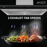 ANZZI 30-Inch 600 CFM 3-Speed Stainless Steel Wall Mount Convertible Residential Range Hood with LED Lamp