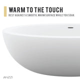 Kekehun Series 76 in. x 41 in. Flat Bottom Solid Surface Freestanding Soaking Bathtub with Center Drain in Matte White