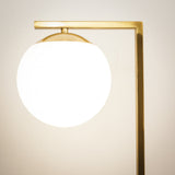 Velvet Globe Table Lamp White Opal Glass with Dimmer Switch Inline
