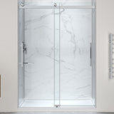 Stellar Series 76 in. x 45-48 in. Sliding Frameless Shower Door with Alcove Shower Base - Multiple Finishes