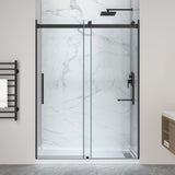 Stellar Series 76 in. x 45-48 in. Sliding Frameless Shower Door with Alcove Shower Base - Multiple Finishes