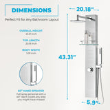 Coastal Series 44 in. 2-Jetted Full Body Shower Panel System in Brushed Steel with Heavy Rain Showerhead and Spray Wand