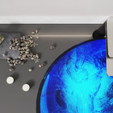 Belissima Series 17 in. L x 17 in. W Round Bathroom Vessel Sink in Stellar Blue Finish Glass with Chrome Pop-Up Drain