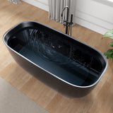67 in. x 32 in. Rectangle Freestanding Stone Resin Deep Soaking Flat-Bottom Bathtub with Center Drain