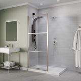 Himmel Series 34 in. x 78 in. Fixed Frameless Shower Door with Tsunami Guard Tempered Clear Glass