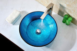 Enti Series Deco-Glass Vessel Sink in Lustrous Blue