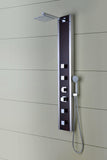 Monsoon 57 in. 4-Jetted Full Body Shower Panel System with Heavy Rain Shower and Spray Wand in Mahogany Style Deco-Glass