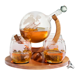 Etched World Decanter whiskey Globe - Whiskey Gift Set Globe