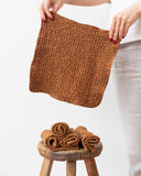 Waffle face cloth set of 5 in Cinnamon
