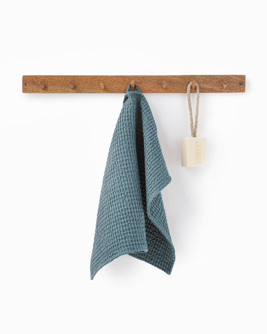Waffle face towel in Gray blue