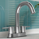 Remnants Series 4 in. Centerset Double Handle Mid Arc Bathroom Sink Faucet with Drain Kit and Deckplate Included