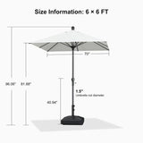 PURPLE LEAF Crank and Tilt Rectangular Outdoor Patio Market Umbrella with Base
