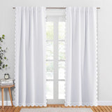 400TC U Shape Scallop Embroidery Cotton Solid Curtain (Set Of 2)