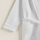 Shawl Collar Cotton Bath Robe with Border Embroidery