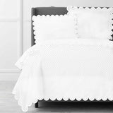 Allena 400TC Cotton Scallop Embroidery Sateen Microcheck Duvet Cover Set