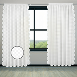Allena Cotton Microcheck Scallop Embroidery Curtain (Set Of 2)