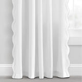 400TC Applique Scalloped Embroidery Cotton Curtain (Set Of 2)