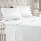 Ashley 400TC Cotton Traingle Embroidery Sateen Solid Sheet Set