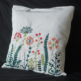 Blossom Greenery Embroidery Pillow Cover (Set of 1)