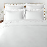400TC Cotton Scallop Embroidery Sateen Solid Duvet Cover Set