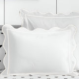 400TC Cotton Scallop Embroidery & Border Sateen Solid Pillow Sham