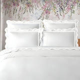 400TC Cotton Scallop Embroidery & Border Sateen Solid Duvet Cover Set