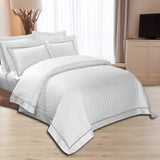 400TC Cotton Single Edge Embroidery Sateen Stripe Duvet Cover Set