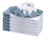 White Linen Napkins - Green Border