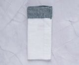 White Linen Napkins - Green Border