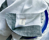 White Linen Napkins - Green Border