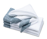 White Linen Napkins - Green Border