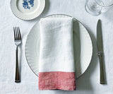 White Napkins Linen - Red Border