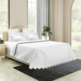 Imaginary Scallop 400TC Cotton Embroidery Sateen Solid Duvet Cover Set