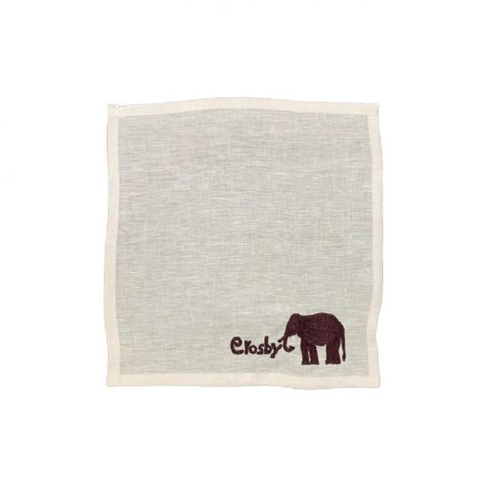 Linen Elephant Embroidered Napkins (Set Of 4)
