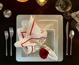 Red Embroidery Napkins- Line Design