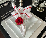 Red Embroidery Napkins- Line Design