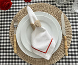 Red Embroidery Napkins- Line Design