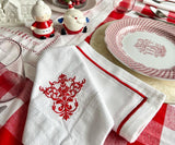 Red Embroidery Napkins- Line Design