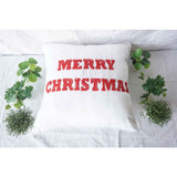 Merry Christmas Red Text Pillow Cover (Set of 1)